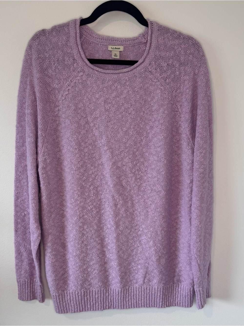 L.L.Bean Women’s XL Lavender Purple Textured Cotton Knit Pullover Sweater